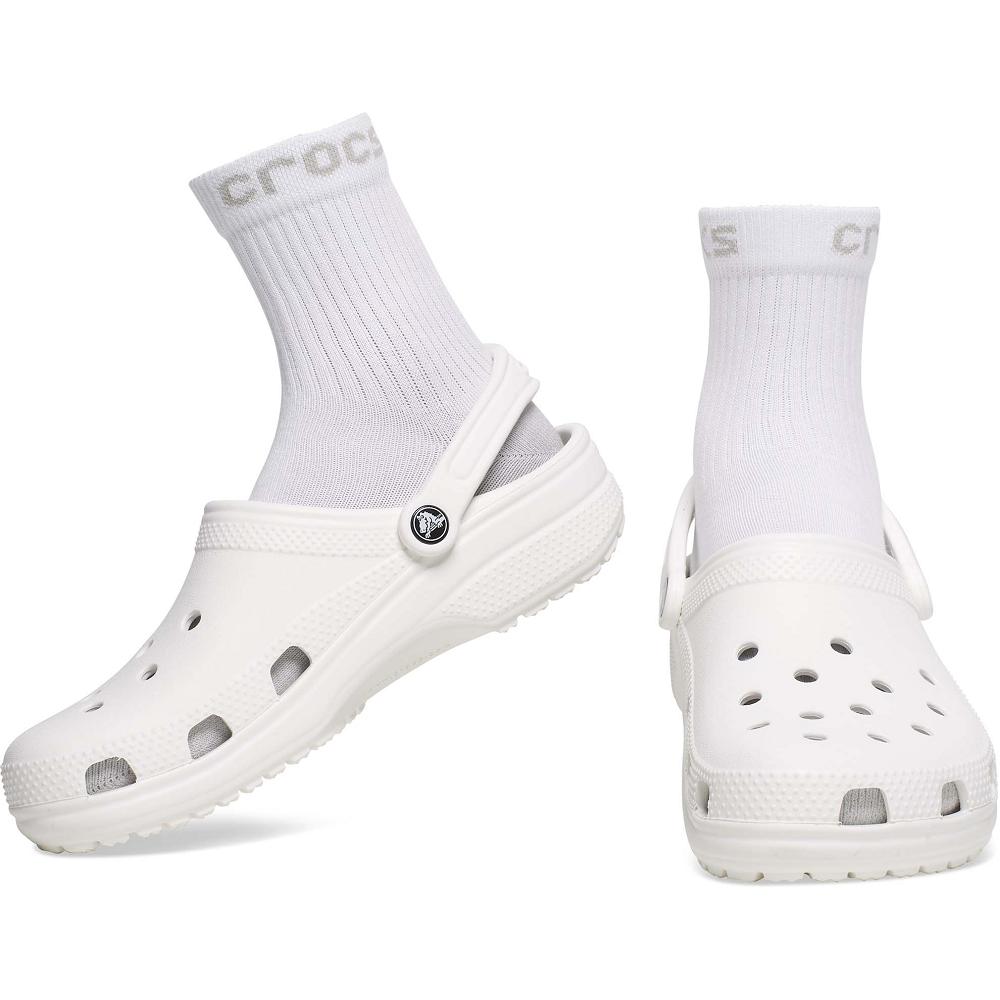 White Women's Crocs Adult Quarter Solid 3-Pack Socks | NZ 1630KORI